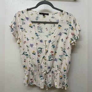 Cute Cream Floral Blouse
